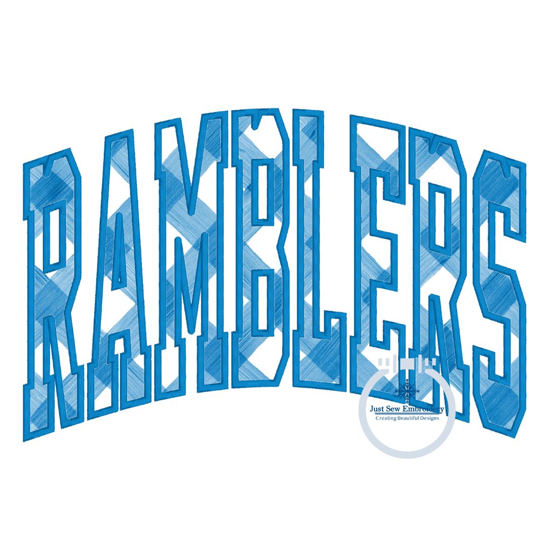 RAMBLERS Arched Applique Embroidery Design Machine Embroidery Satin Edge Three Sizes 6x10, 7x12, and 8x12 Hoop