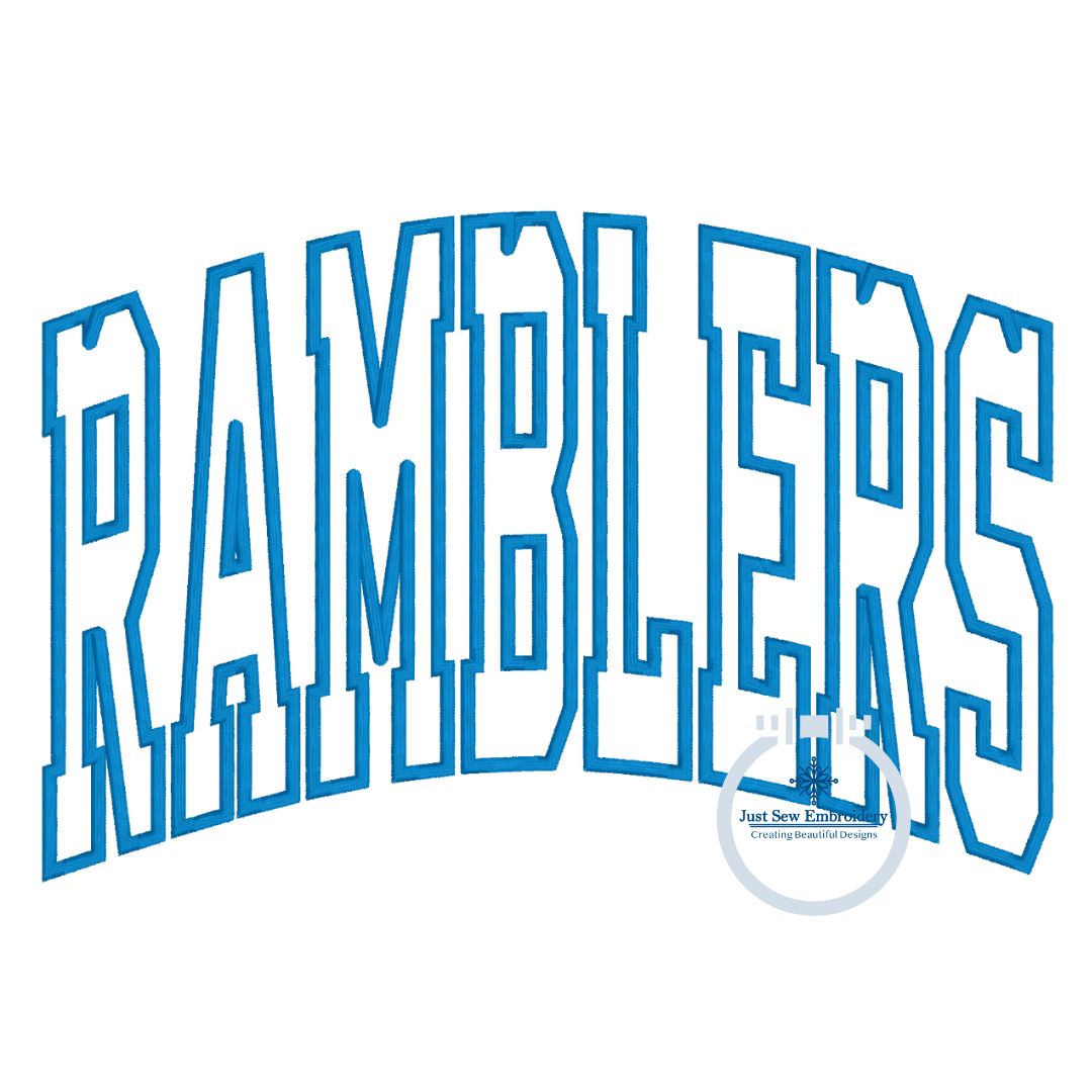 RAMBLERS Arched Applique Embroidery Design Machine Embroidery Satin Edge Three Sizes 6x10, 7x12, and 8x12 Hoop