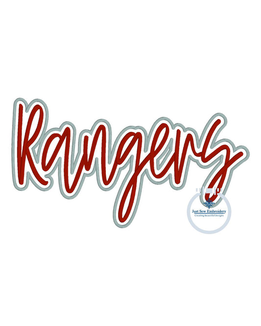 Rangers Puff 3D Foam Satin Outline Embroidery Design Five Sizes 5x7, 8x8, 9x9, 6x10, and 7x12 Hoop