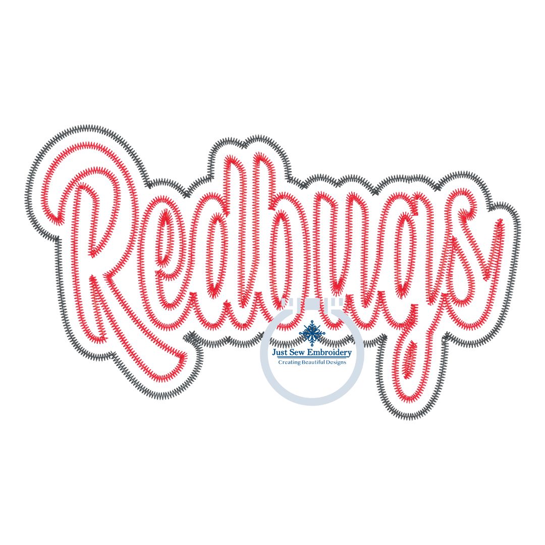 Redbugs Applique Embroidery Two Layer Zigzag Design Machine Embroidery Four Sizes 8x8, 9x9, 6x10, & 7x12 Hoop