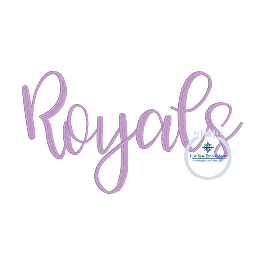 ROYALS Satin Embroidery Script Design Five Sizes 5x7, 8x8, 9x9, 6x10, and 7x12 Hoop