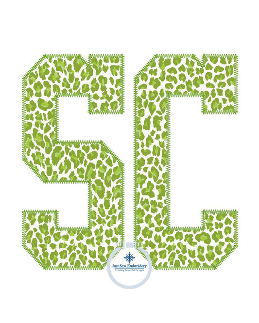 SC Academic South Carolina Applique Embroidery ZigZag Edge Design Six Sizes 4x4, 5x5, 6x6, 7x7 8x8, 9x9, and 10x10 Hoop