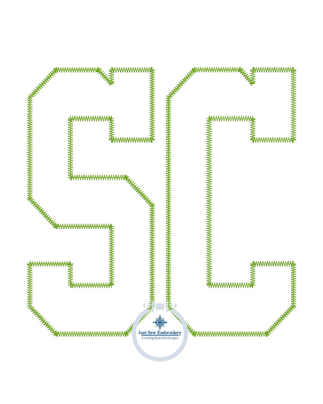 SC Academic South Carolina Applique Embroidery ZigZag Edge Design Six Sizes 4x4, 5x5, 6x6, 7x7 8x8, 9x9, and 10x10 Hoop