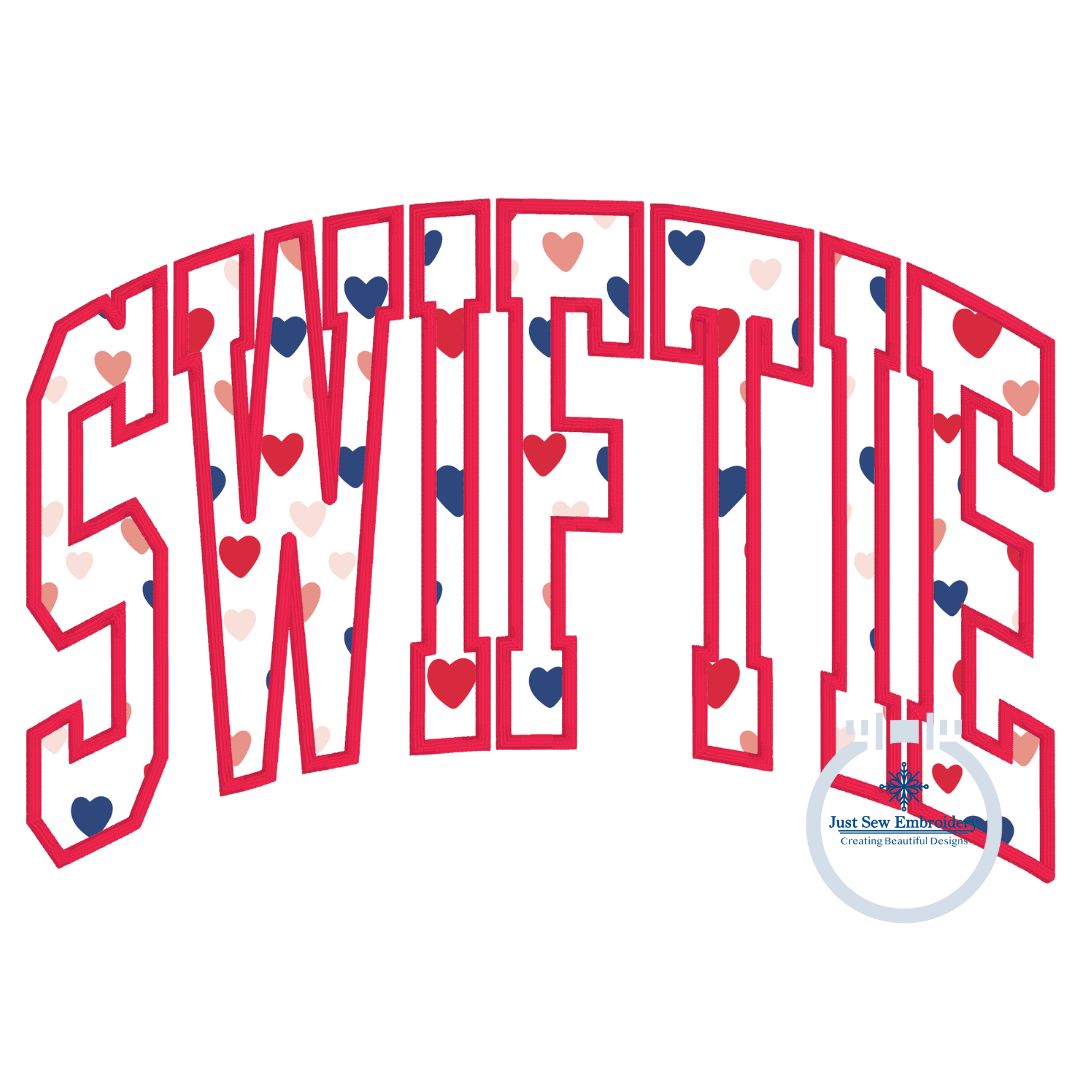 SWIFTIE Arched Satin Applique Embroidery Design Five Sizes 5x7, 8x8, 6x10, 7x12, and 8x12 Hoop