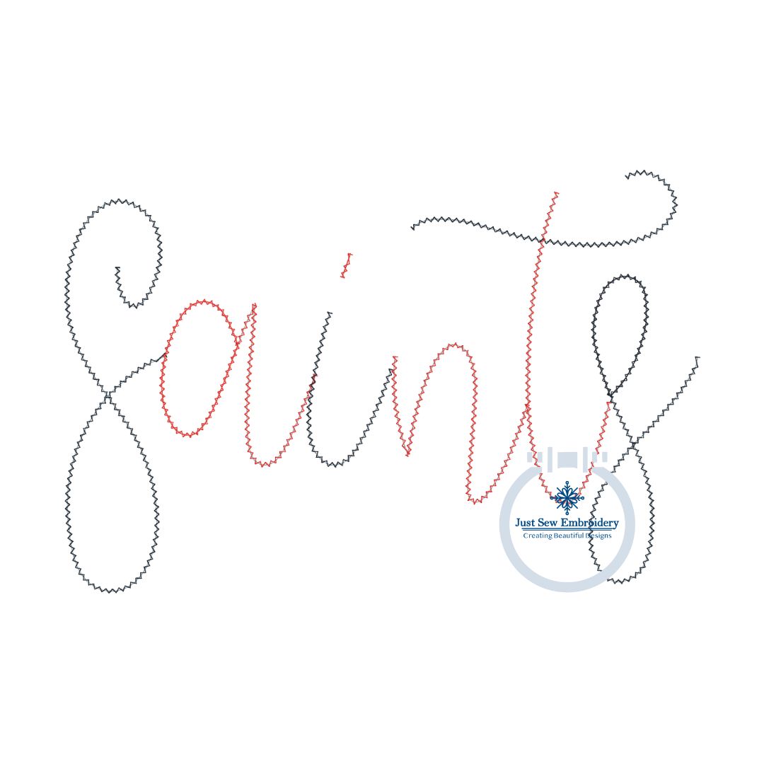 SAINTS Chenille Yarn Script Embroidery Design Script Five Sizes 5x7, 8x8, 6x10, 7x12, and 8x12 Hoop