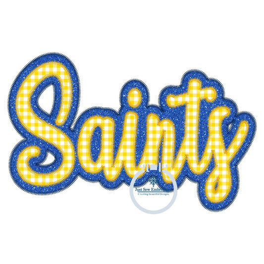SAINTS Satin Script Embroidery Design Script Five Sizes 5x7, 8x8, 9x9, 6x10, and 7x12 Hoop
