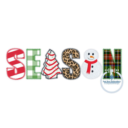 SEASON Christmas Zigzag Applique Embroidery Design Six Sizes 7, 8, 9, 10, 11, and 12 Inches Wide (Copy)