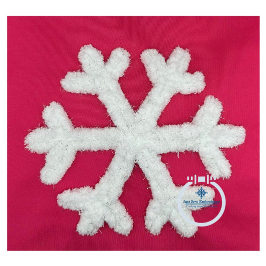 Snowflake Chenille Yarn Applique Machine Embroidery Design Eight Sizes 4x4, 5x7, 6x6, 6x10, 7x12, 8x8, 8x12, 9x9 Hoop