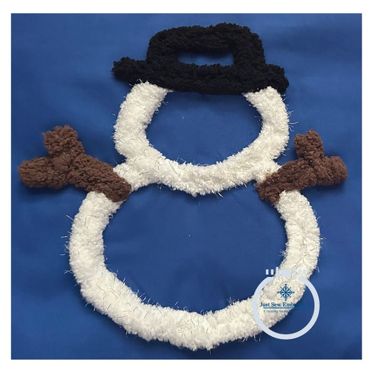 Snowman Chenille Yarn Applique Machine Embroidery Design Five Sizes 6x6, 7x7, 8x8, 9x9, and 10x10 Hoop