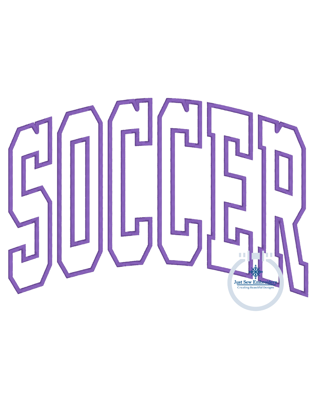 Soccer Arched Satin Applique Machine Embroidery Design Five Sizes 5x7, 8x8, 6x10, 7x12, and 8x12 Hoop