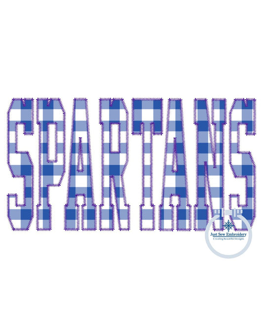 SPARTANS Embroidery Applique Design Machine Embroidery ZigZag Edge Five Sizes 5x7, 8x8, 9x9, 6x10, and 7x12 Hoop
