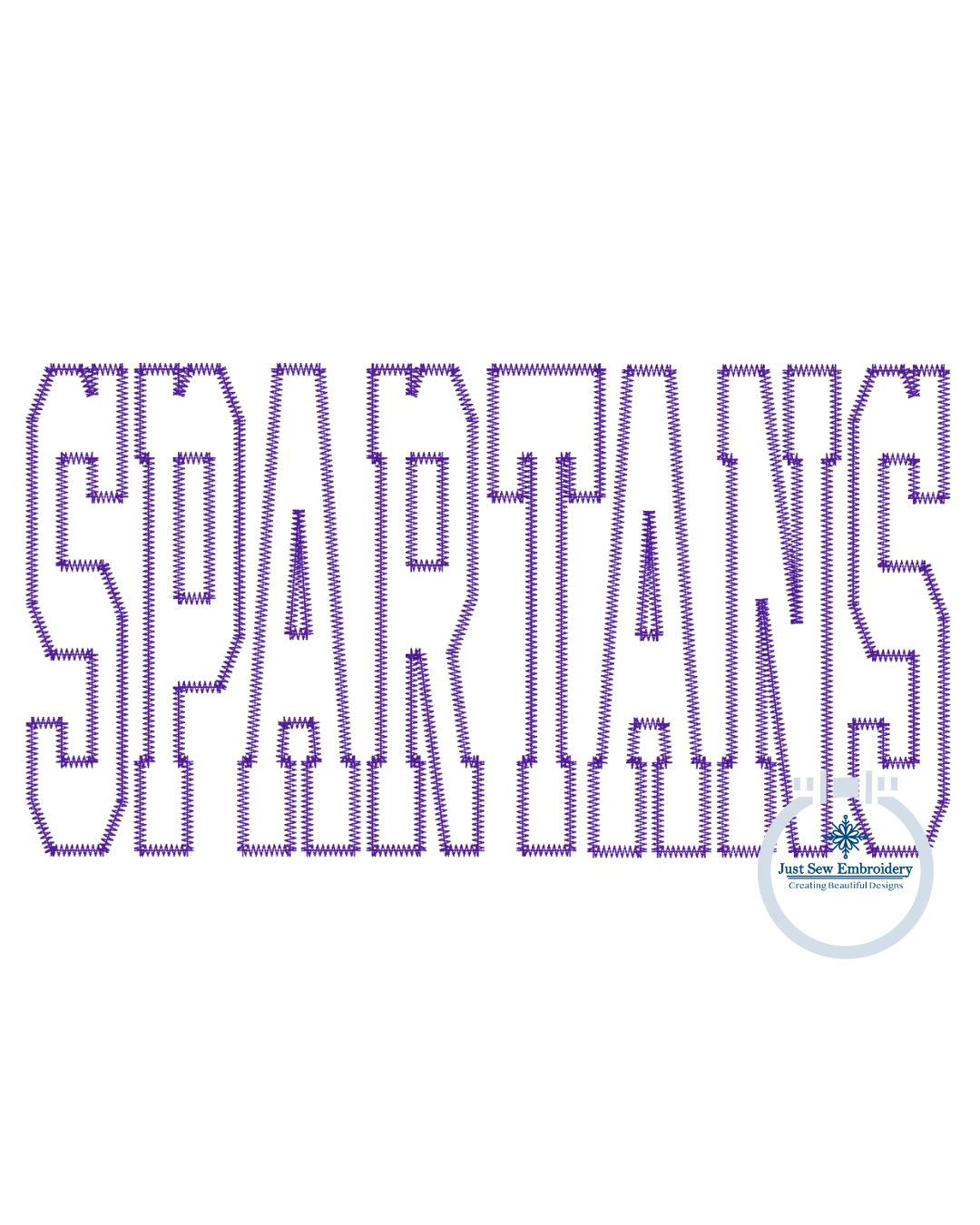 SPARTANS Embroidery Applique Design Machine Embroidery ZigZag Edge Five Sizes 5x7, 8x8, 9x9, 6x10, and 7x12 Hoop