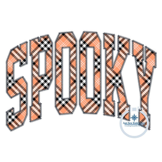 SPOOKY Arched Zigzag Applique Embroidery Design Five Sizes 5x7, 8x8, 6x10, 7x12, and 8x12 Hoops