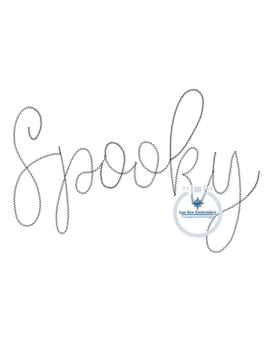 SPOOKY Chenille Yarn Script Embroidery Design Six Sizes 5x7, 8x8, 9x9, 6x10, 7x12, and 8x12 Hoop