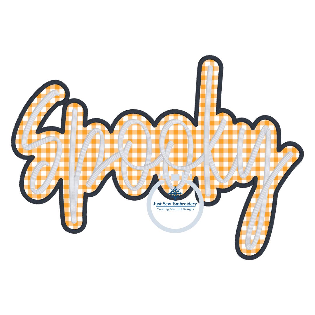 SPOOKY Applique Patch Embroidery Design Satin Stitch Five Sizes 5x7, 8x8, 6x10, 7x12, and 8x12 Hoops