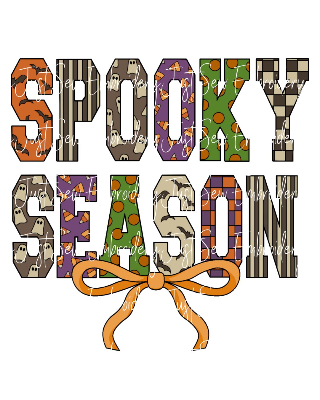 Spooky Season With Bow Cute Print PNG Hand Drawn Digital File