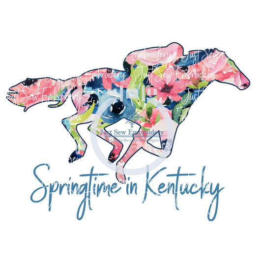 Kentucky Derby Springtime Racehorse Racing Floral Print PNG Digital File KY