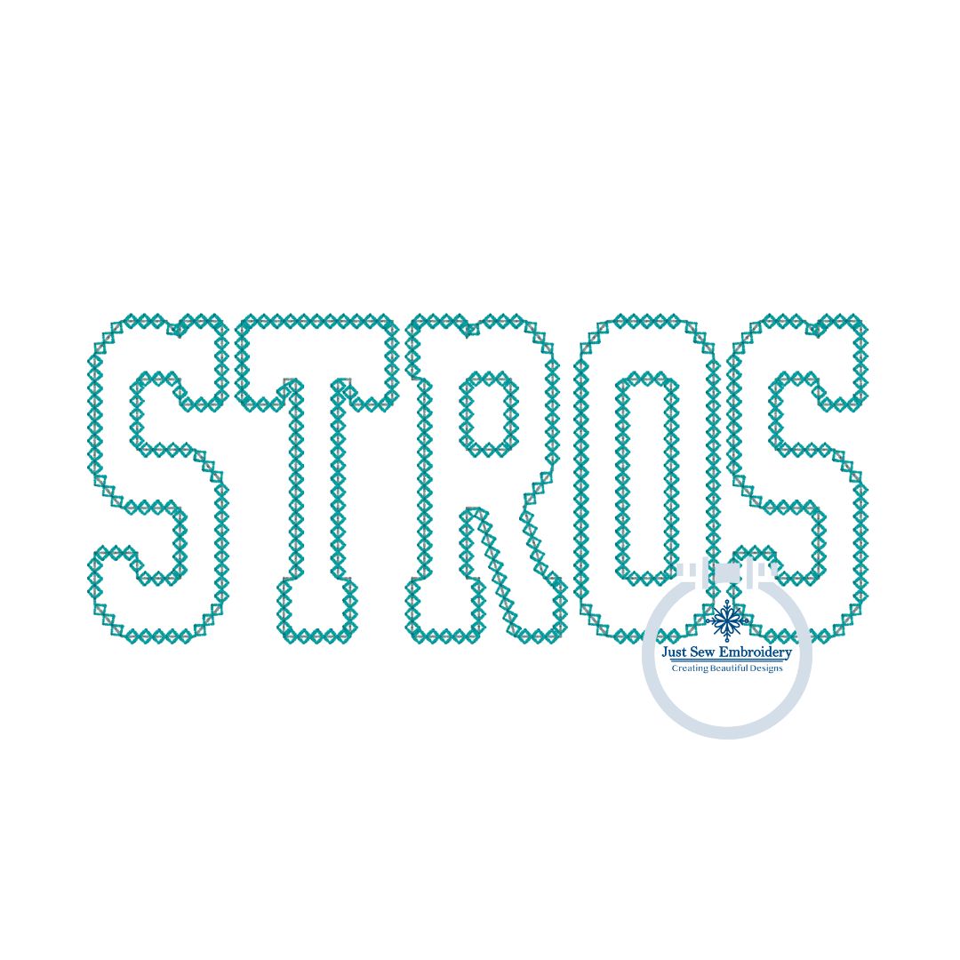 STROS Applique Embroidery Diamond Edge Varsity Font Machine Embroidery Astros Three Sizes 6x10, 8x8, and 8x12 Hoop