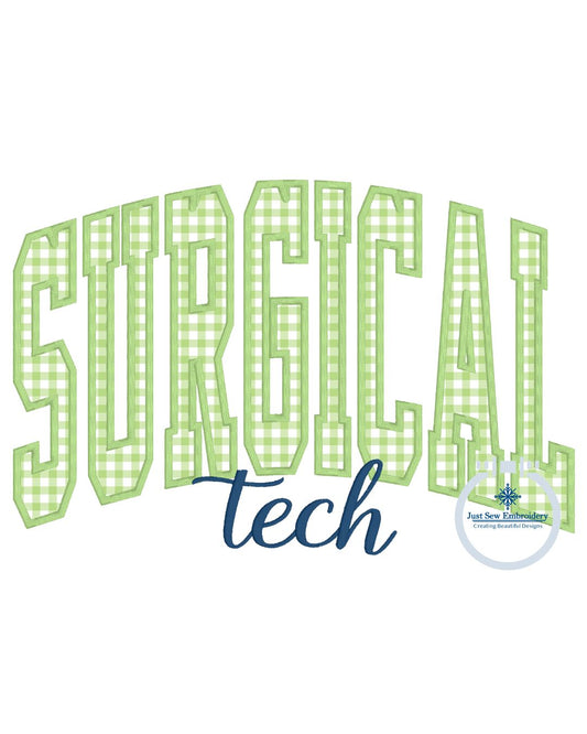 SURGICAL Block Satin Applique Embroidery Tech Satin Script Nursing Five Sizes 8x8, 9x9, 6x10, 7x12 and 8x12 Hoop