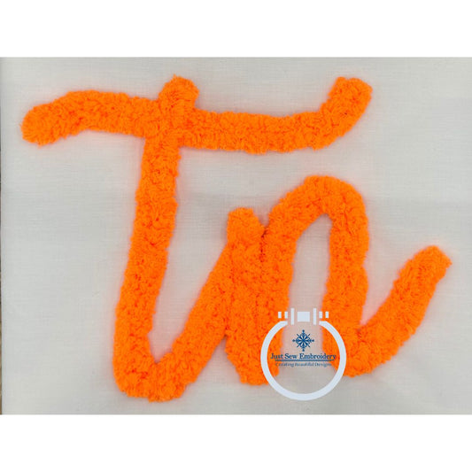 Tn Scipt Chenille Yarn Applique Embroidery Tennessee Five Sizes 5x7, 6x10, 8x8, 7x12, and 8x12 Hoop