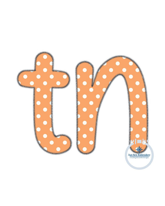 TN ZigZag Stitch Tennessee Applique Embroidery Nine Sizes Hat, 4x4, 6x6, 5x7, 8x8, 6x10, 9x9, 7x12, and 8x12 Hoop