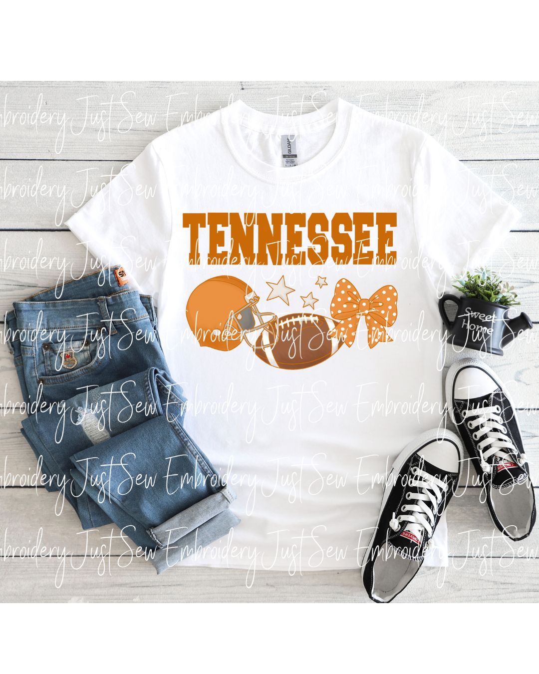 Tennessee Football Helmet, Football, and Bow Print PNG Hand Drawn Digital File