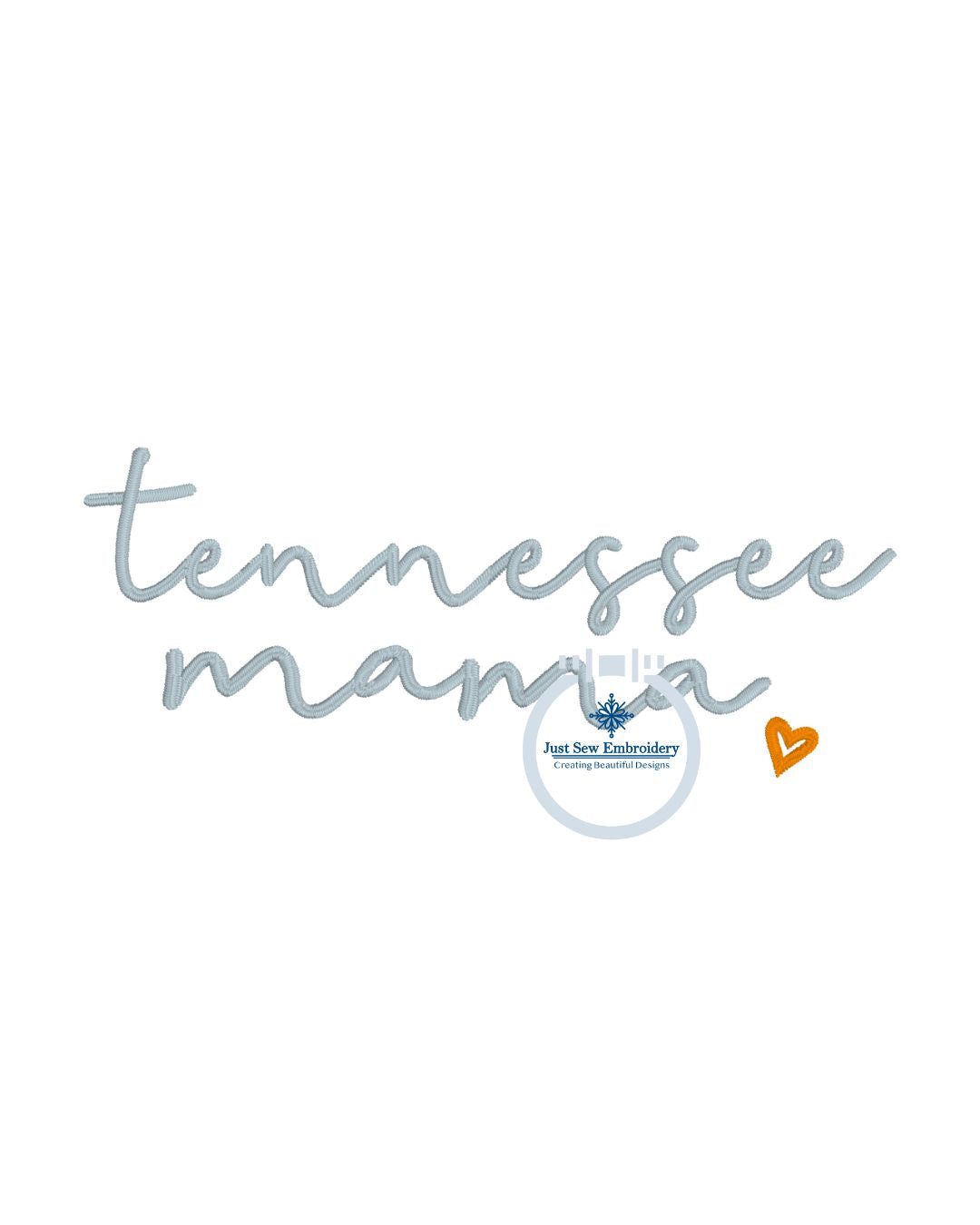 Tennessee Mama Embroidery Satin Stitch Script Heart Design Hat Hoop