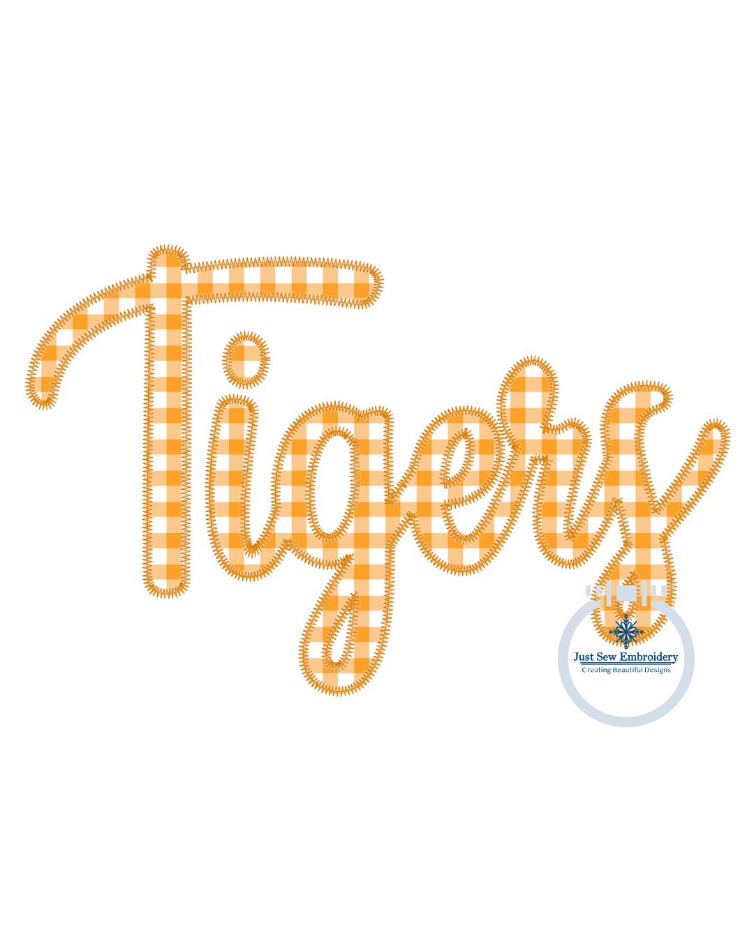 TIGERS Script Applique Embroidery Zigzag Design Machine Embroidery Six Sizes 5x7, 8x8, 9x9, 6x10, 7x12 and 8x12 Hoop
