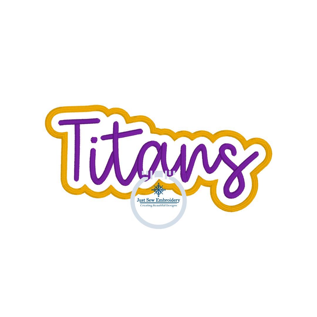 Titans Hat Patch Embroidery Script Design in One Size