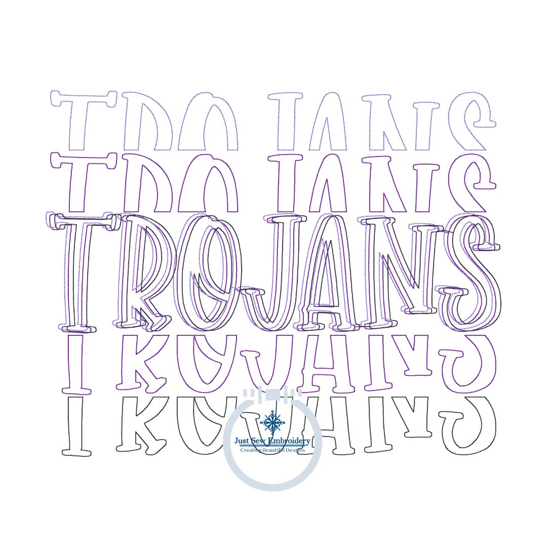 TROJANS Repeat Bean Embroidery Design Four Sizes 5x7, 6x10, 7x12, and 8x12 Hoop