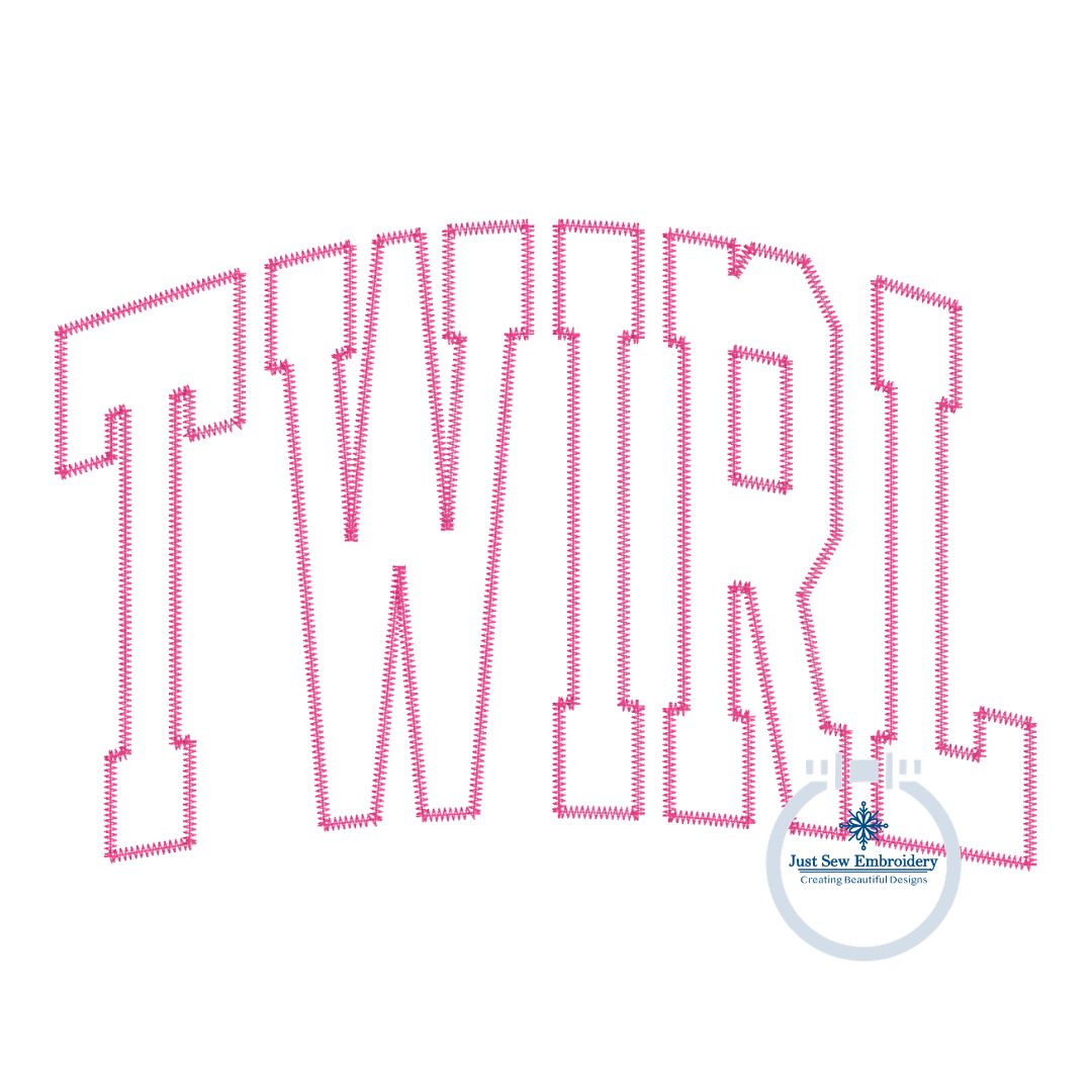 TWIRL Arched Applique Embroidery Design ZigZag Stitch Edge Six Sizes 5x7, 8x8, 9x9, 6x10, 7x12, and 8x12 Hoop