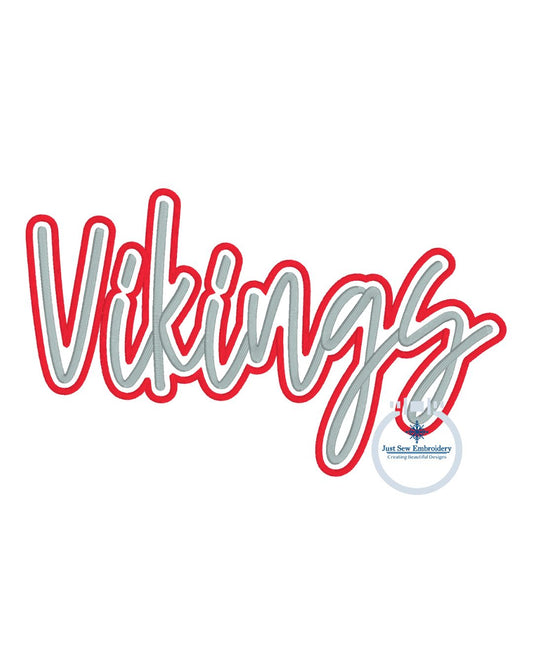 Vikings Puff 3D Foam Satin Outline Embroidery Design Five Sizes 5x7, 8x8, 9x9, 6x10, and 7x12 Hoop