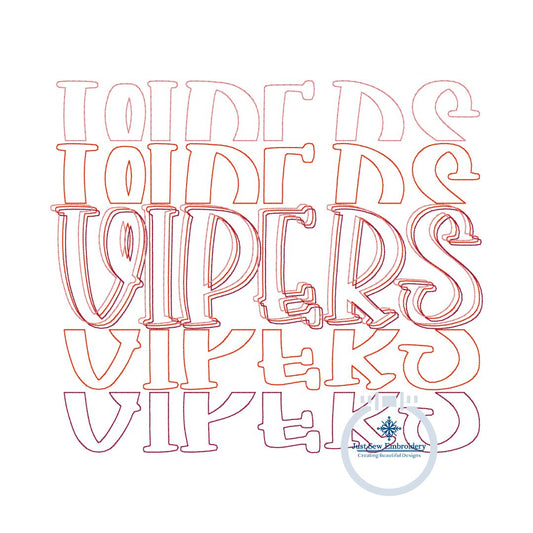 VIPERS Embroidered Bean Stitch Repeat Design Five Sizes 5x7, 8x8, 6x10, 7x12, and 8x12 Hoop