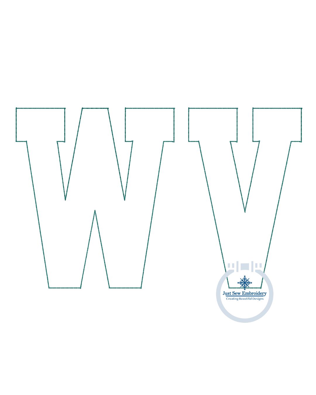 West Virginia WV Academic Applique Embroidery WV in Raggy Edge West Virginia State One Size 8x12 Hoop