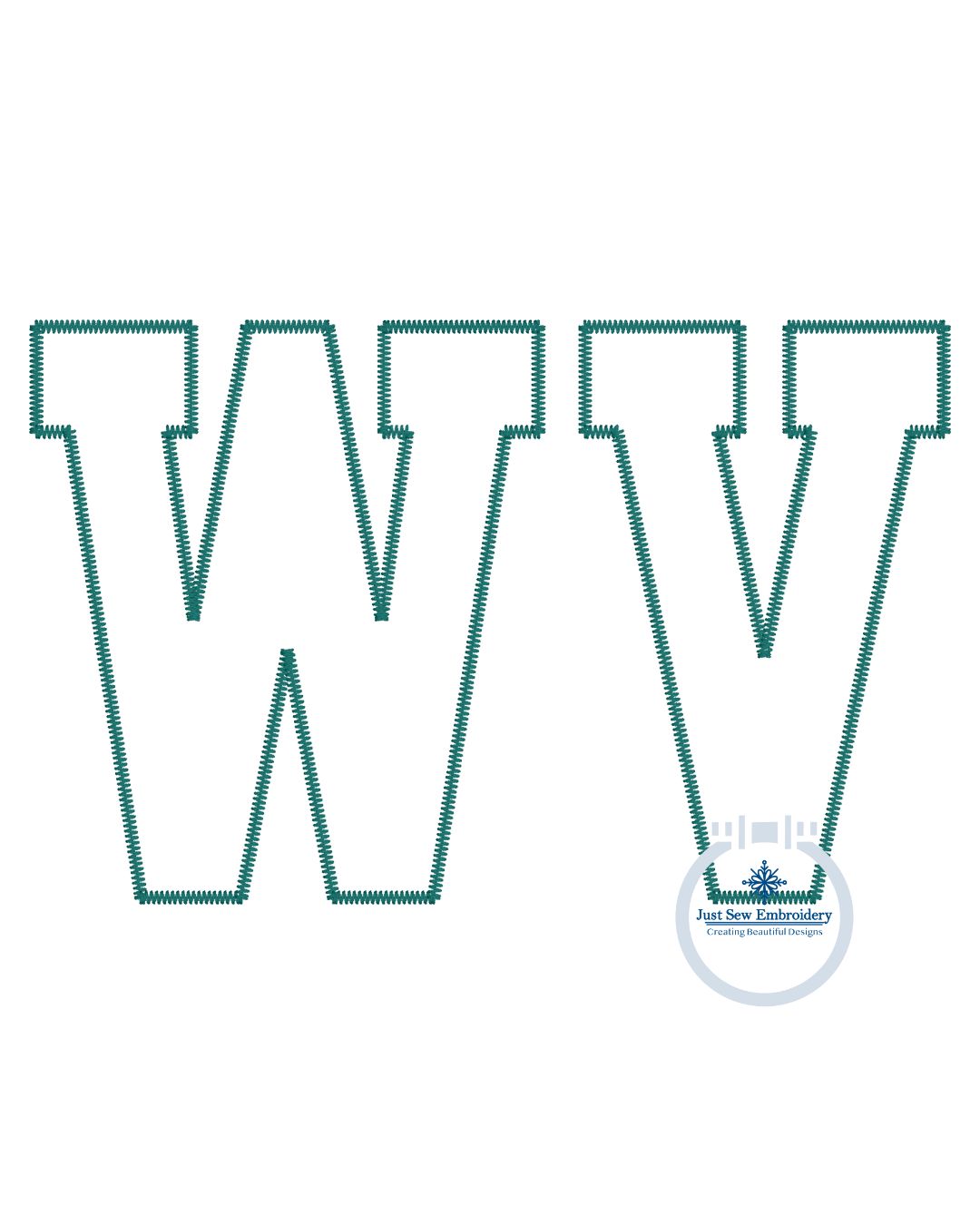 West Virginia WV Academic Applique Embroidery WV in ZigZag Edge West Virginia State One Size 8x12 Hoop