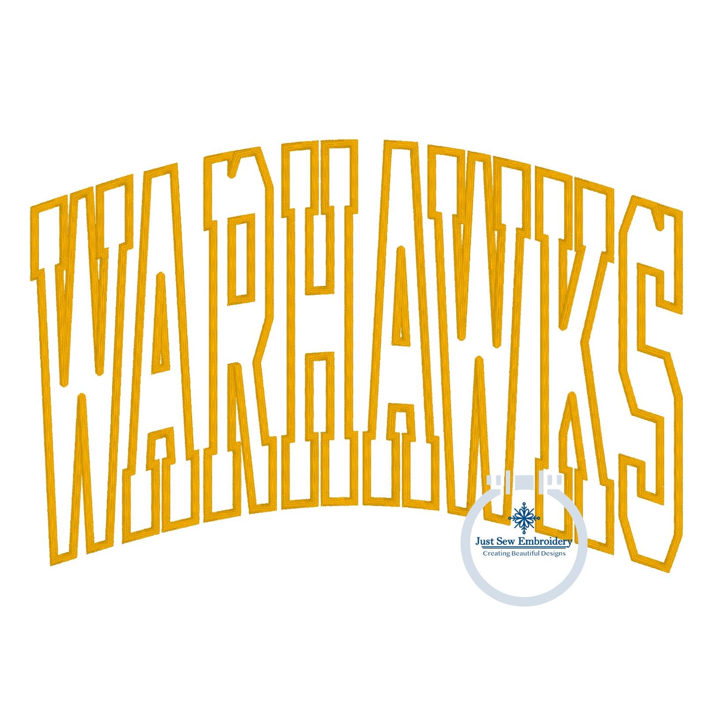 WARHAWKS Arched Satin Applique Embroidery Design Machine Embroidery Three Sizes 6x10, 7x12, and 8x12 Hoop