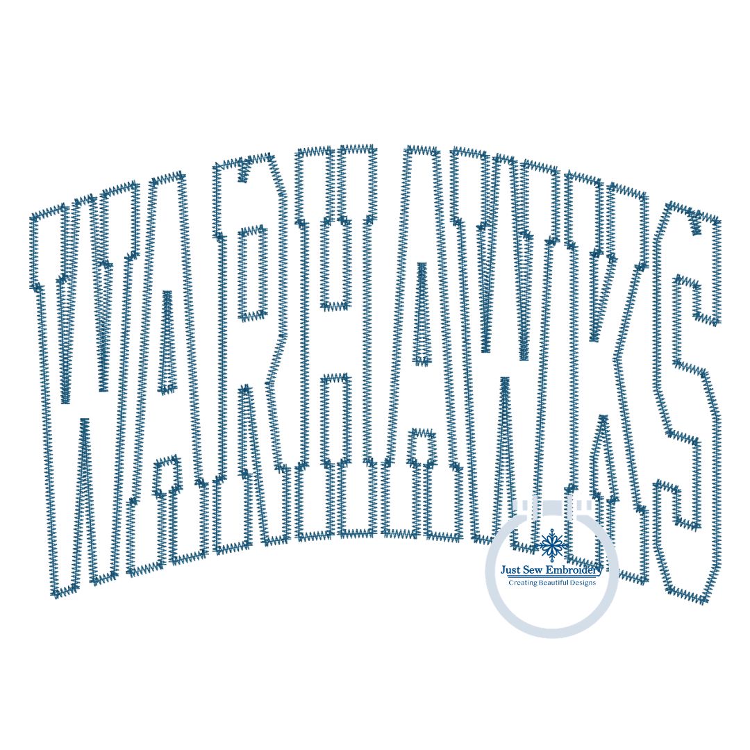 WARHAWKS Arched ZigZag Applique Embroidery Design Machine Embroidery Five Sizes 8x8, 9x9, 6x10, 7x12, and 8x12 Hoop