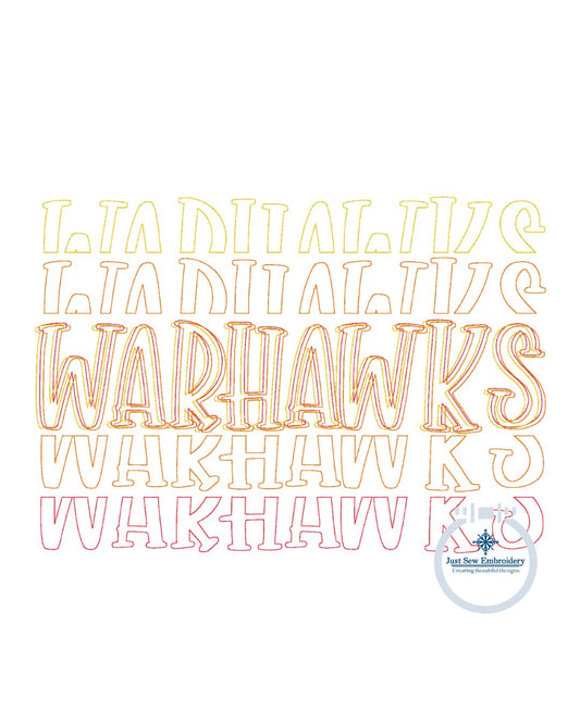 WARHAWKS Repeat Bean Stitch Embroidery Design Machine Embroidery Five Sizes 5x7, 8x8, 6x10, 7x12, and 8x12 Hoop