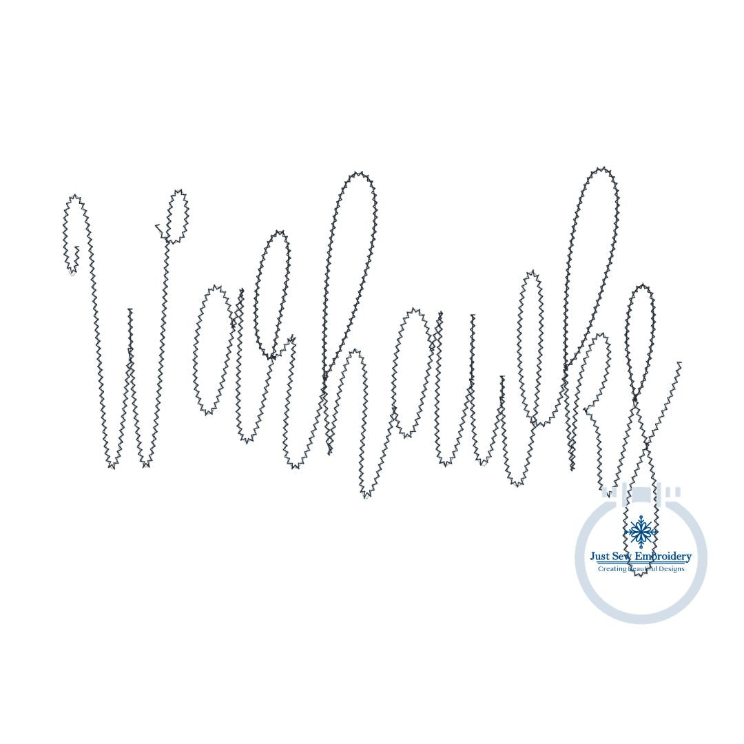 WARHAWKS Chenille Yarn Script Embroidery Design Script Five Sizes 8x8, 9x9, 6x10, 7x12, and 8x12 Hoop