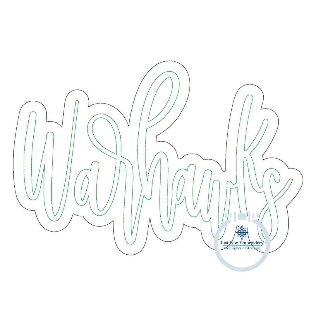 WARHAWKS Two Layer Raggy Script Applique Embroidery Design Machine Embroidery Five Sizes 5x7, 8x8, 6x10, 7x12, 8x12 hoops
