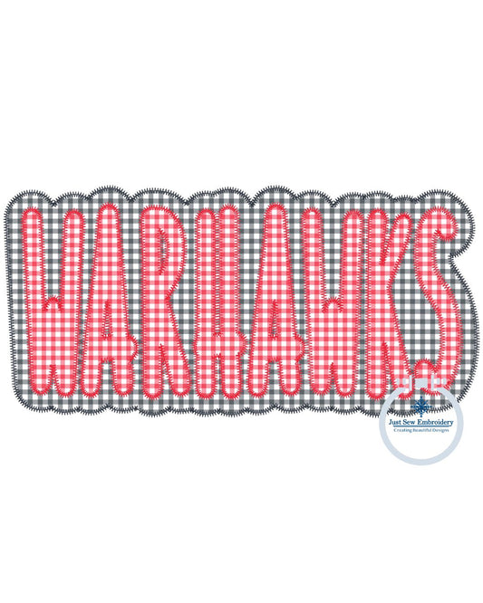 WARHAWKS Two Layer ZigZag Applique Embroidery Design Machine Embroidery Five Sizes 5x7, 8x8, 9x9x, 6x10, and 7x12 Hoop