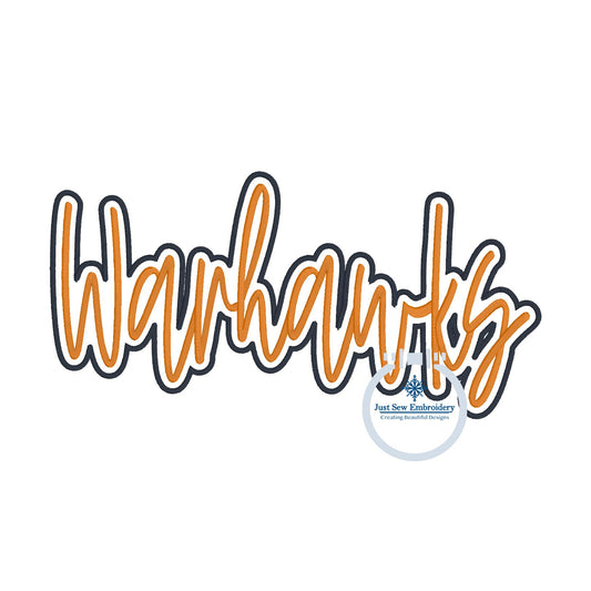 WARHAWKS 3-D Puff Satin Outline Applique Embroidery Design Machine Embroidery Five Sizes 8, 9, 10, 11, & 12 Inches