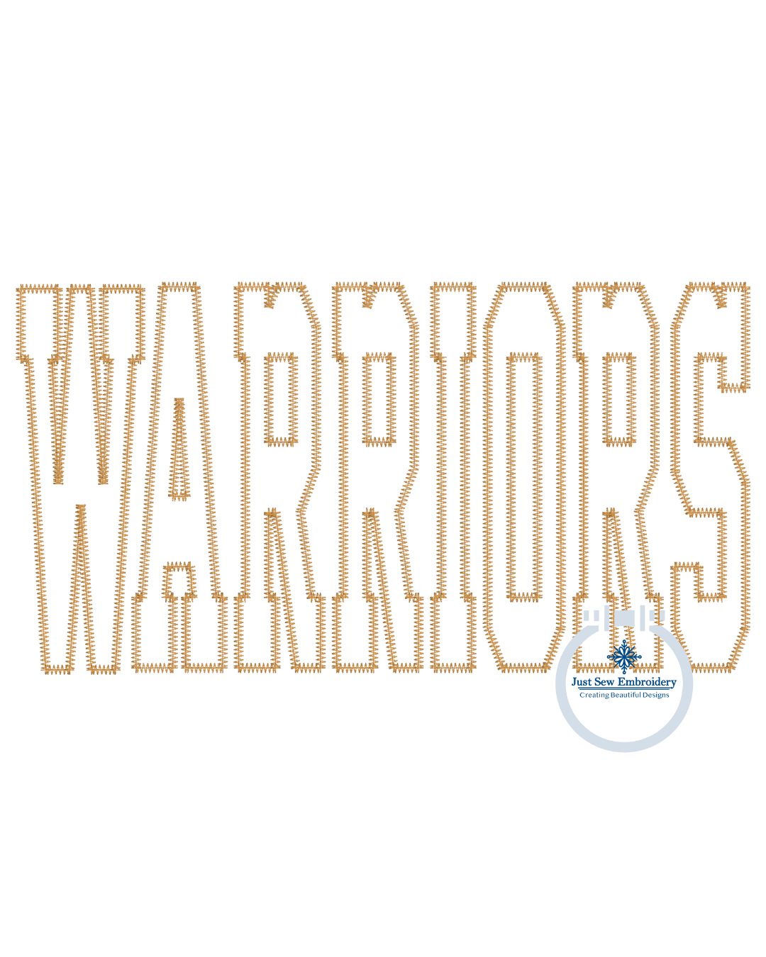 WARRIORS Applique Embroidery Machine Embroidery ZigZag Stitch Edge Five Sizes 5x7, 8x8, 9x9, 6x10, 7x12 and Hoop