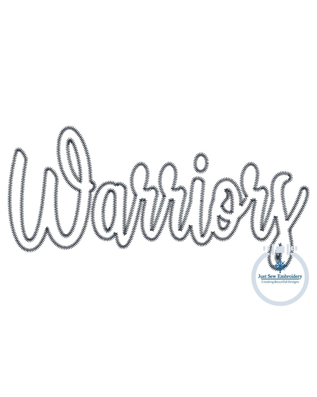 Warriors Applique Embroidery Zigzag Script Design Machine Embroidery Three Sizes 9x9, 6x10, 8x12 Hoop
