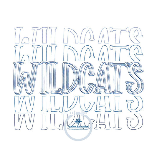 Wildcats Repeating Bean Stitch Embroidery Design Five Sizes 5x7, 8x8, 6x10, 7x12, and 8x12 Hoop