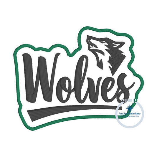 WOLVES Embroidery Machine Design Satin Stitch With Border Edge One Size 4x4 Hoop