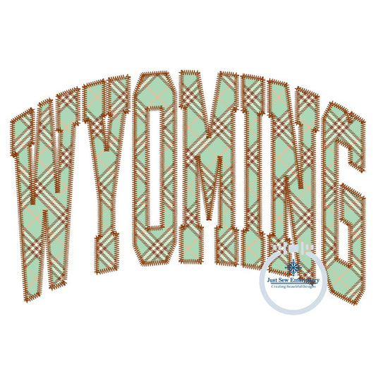Wyoming Arched Zigzag Applique Embroidery Machine Design Five Sizes 5x7, 8x8, 6x10, 7x12, and 8x12 Hoop
