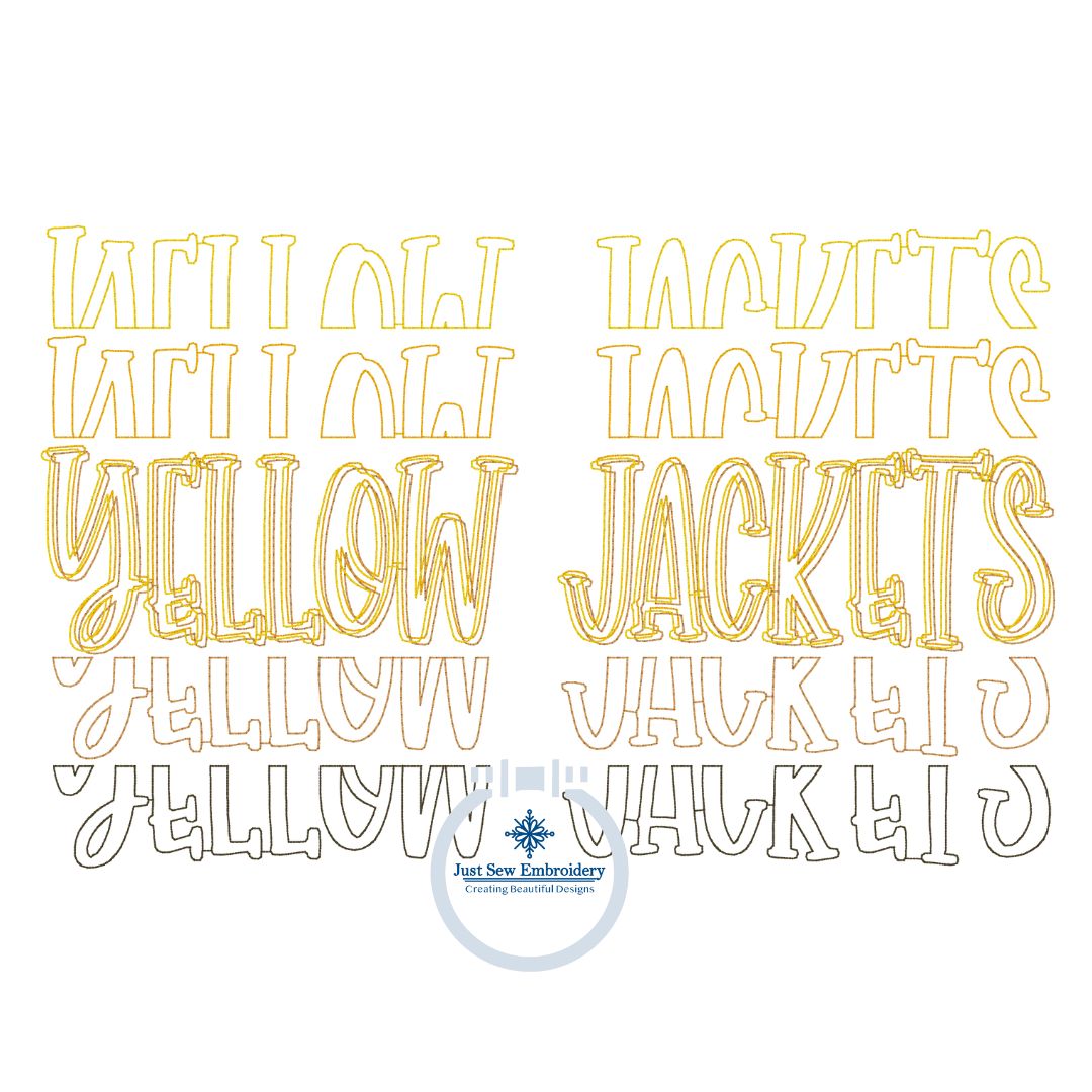 Yellow Jackets Repeat Bean Embroidery Design Bean Stitch Five Sizes 5x7, 8x8, 6x10, 7x12, and 8x12 Hoops