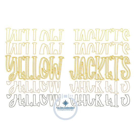 Yellow Jackets Repeat Bean Embroidery Design Bean Stitch Five Sizes 5x7, 8x8, 6x10, 7x12, and 8x12 Hoops