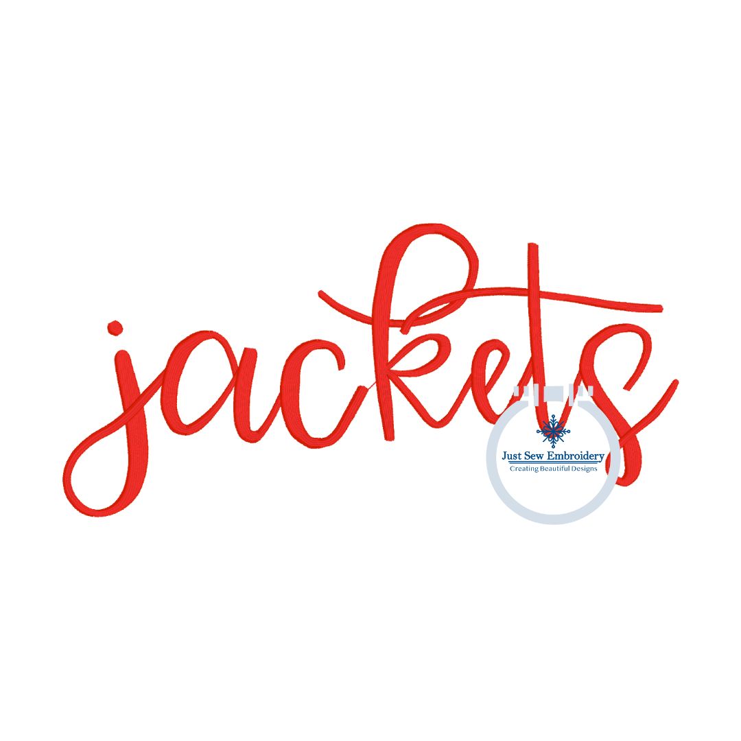 JACKETS Script Embroidery Design Machine Embroidery Satin Stitch Nine Sizes 4, 5, 6, 7, 8, 9, 10, 11, and 12 Inches